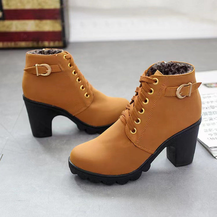 Orva | Women Block Heel Lace Up Boots