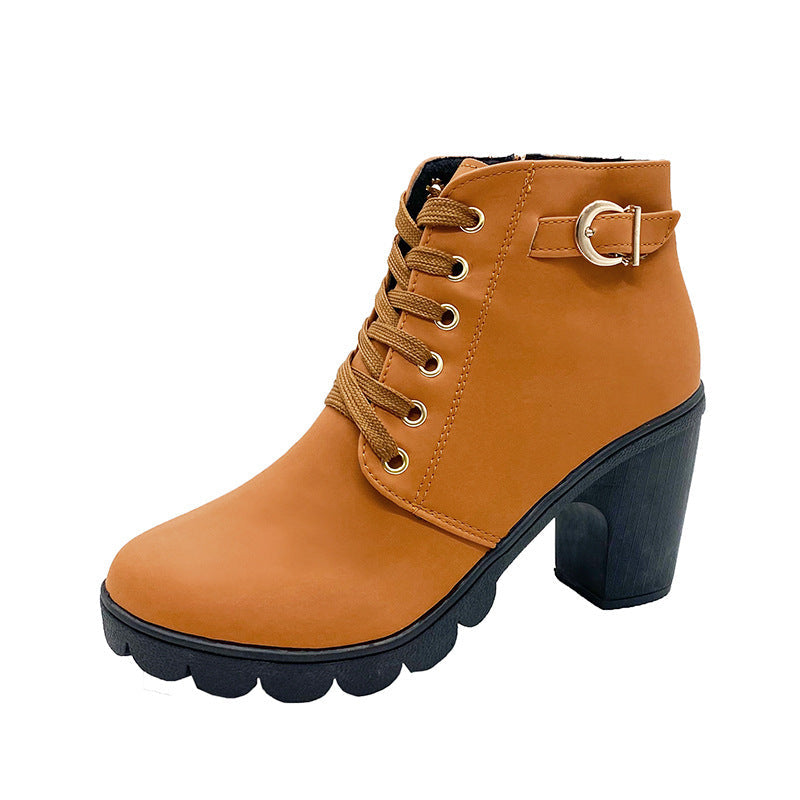 Orva | Women Block Heel Lace Up Boots