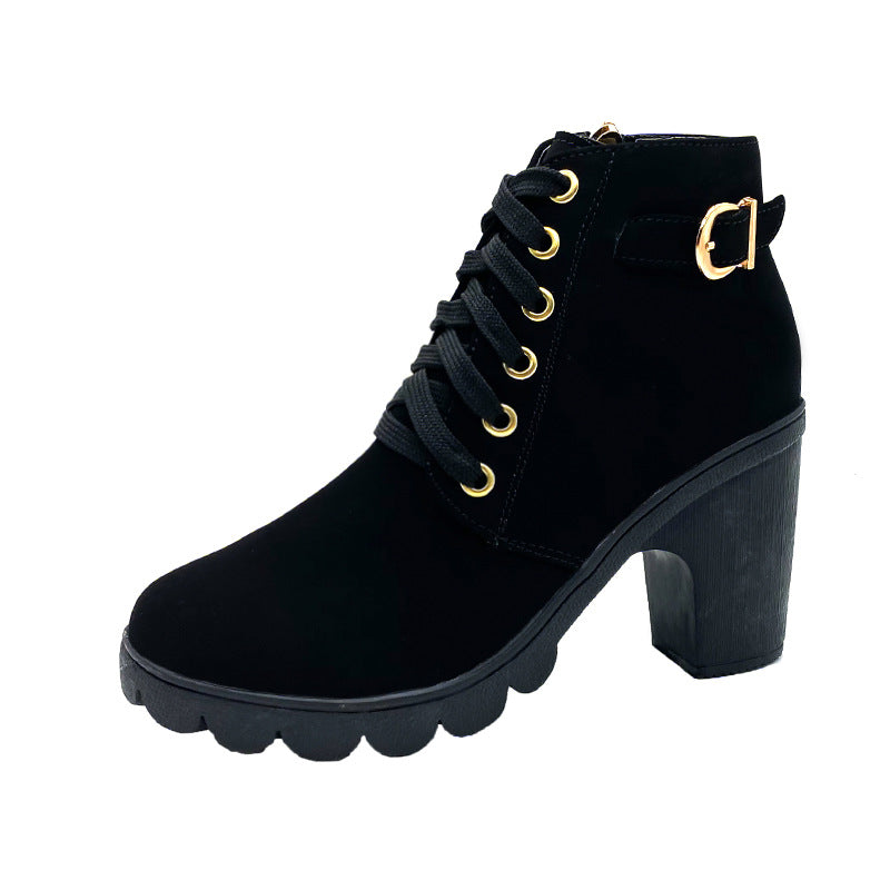 Orva | Women Block Heel Lace Up Boots