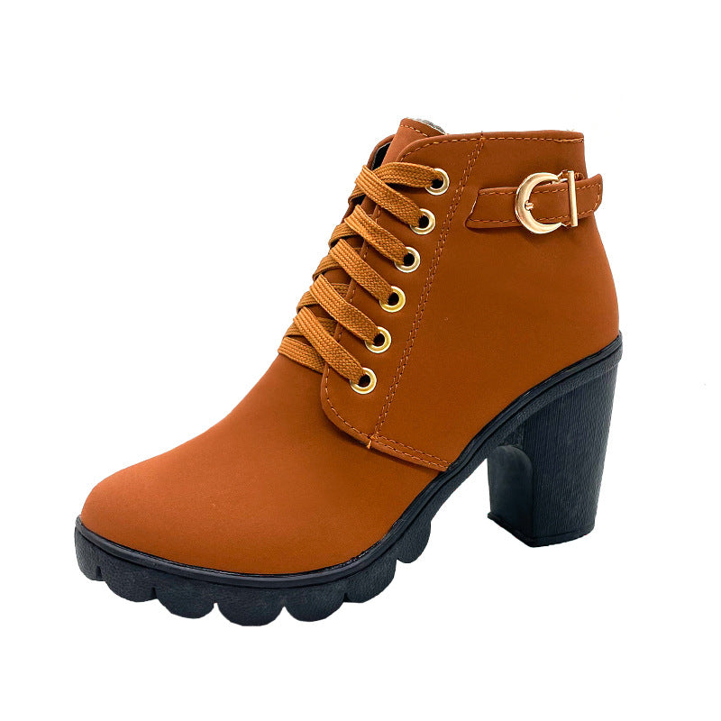 Orva | Women Block Heel Lace Up Boots