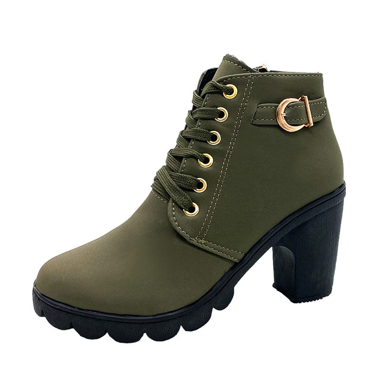 Orva | Women Block Heel Lace Up Boots