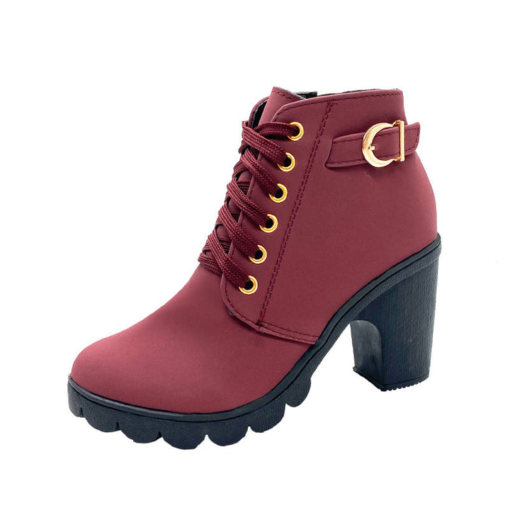 Orva | Women Block Heel Lace Up Boots