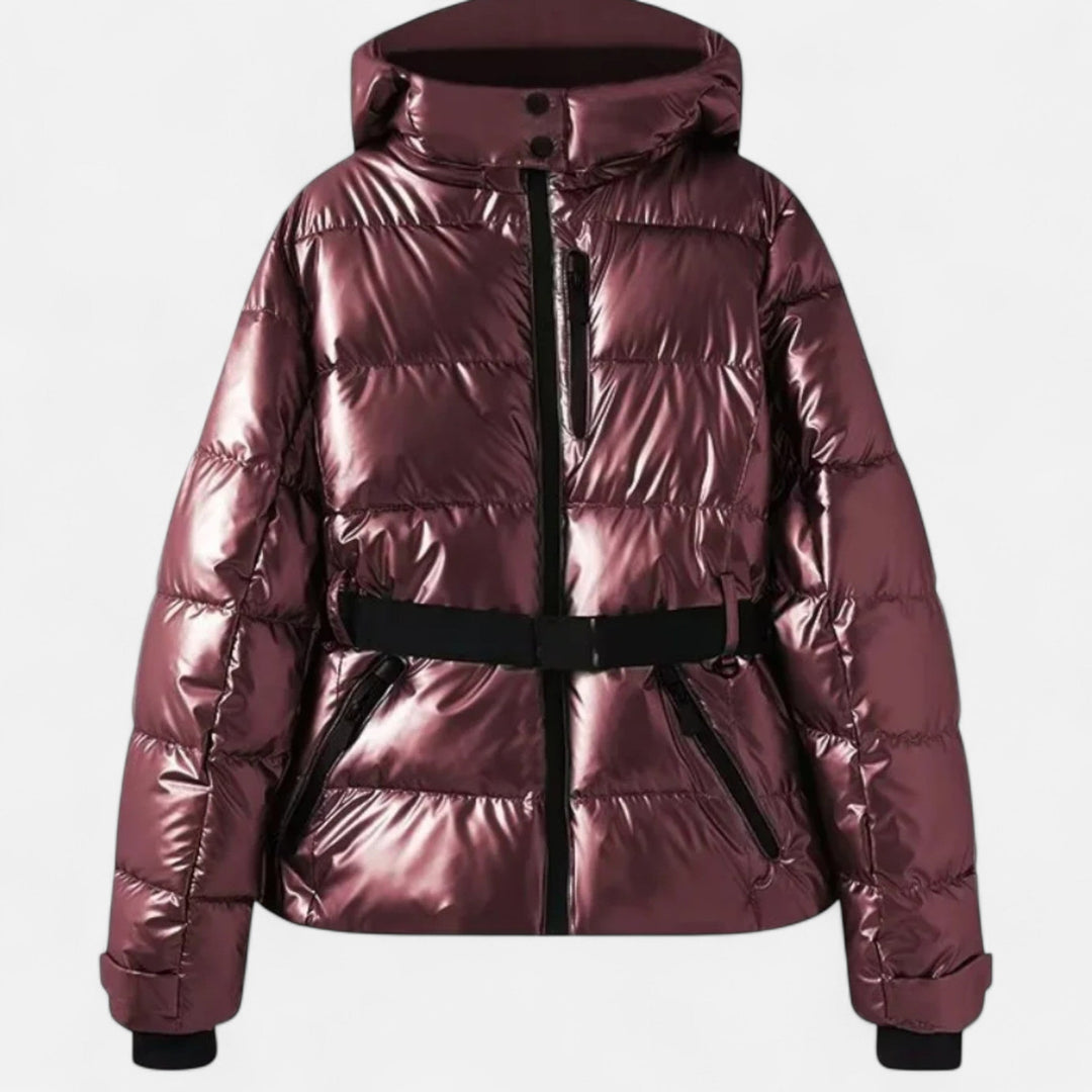 Ermengard | Women Hooded Belt Cropped Puffer Vest