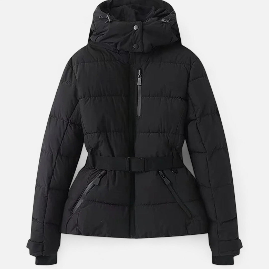 Ermengard | Women Hooded Belt Cropped Puffer Vest