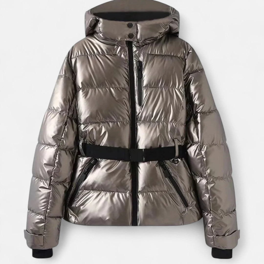 Ermengard | Women Hooded Belt Cropped Puffer Vest