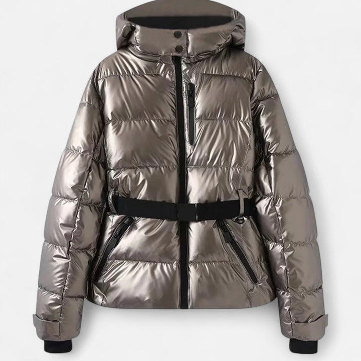 Ermengard | Women Hooded Belt Cropped Puffer Vest