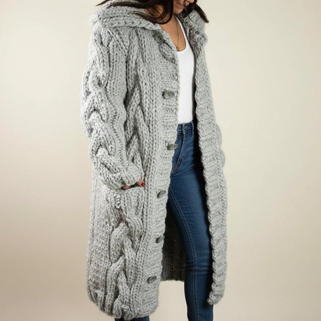 Darcie | Women Hooded Cable Long Cardigan