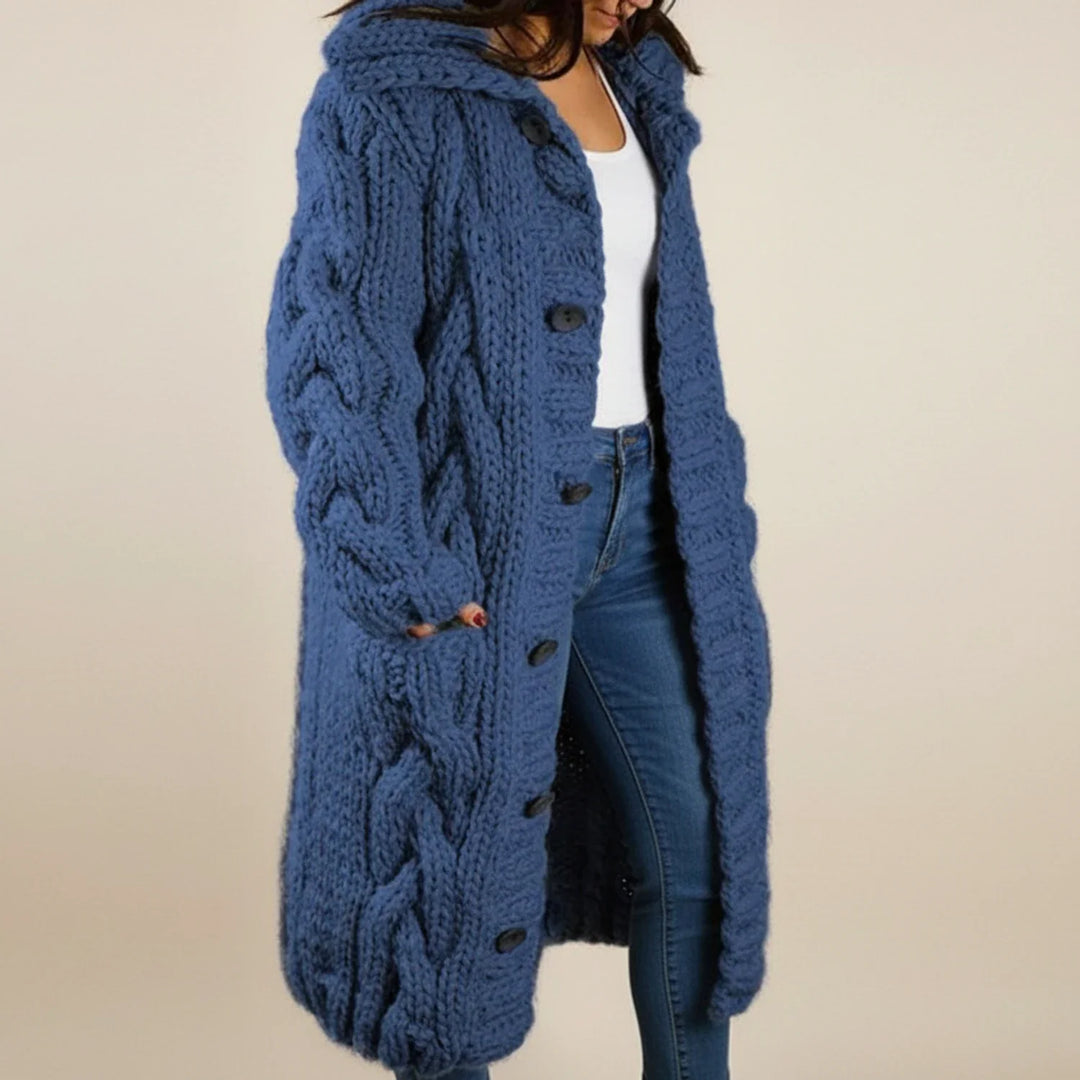 Darcie | Women Hooded Cable Long Cardigan