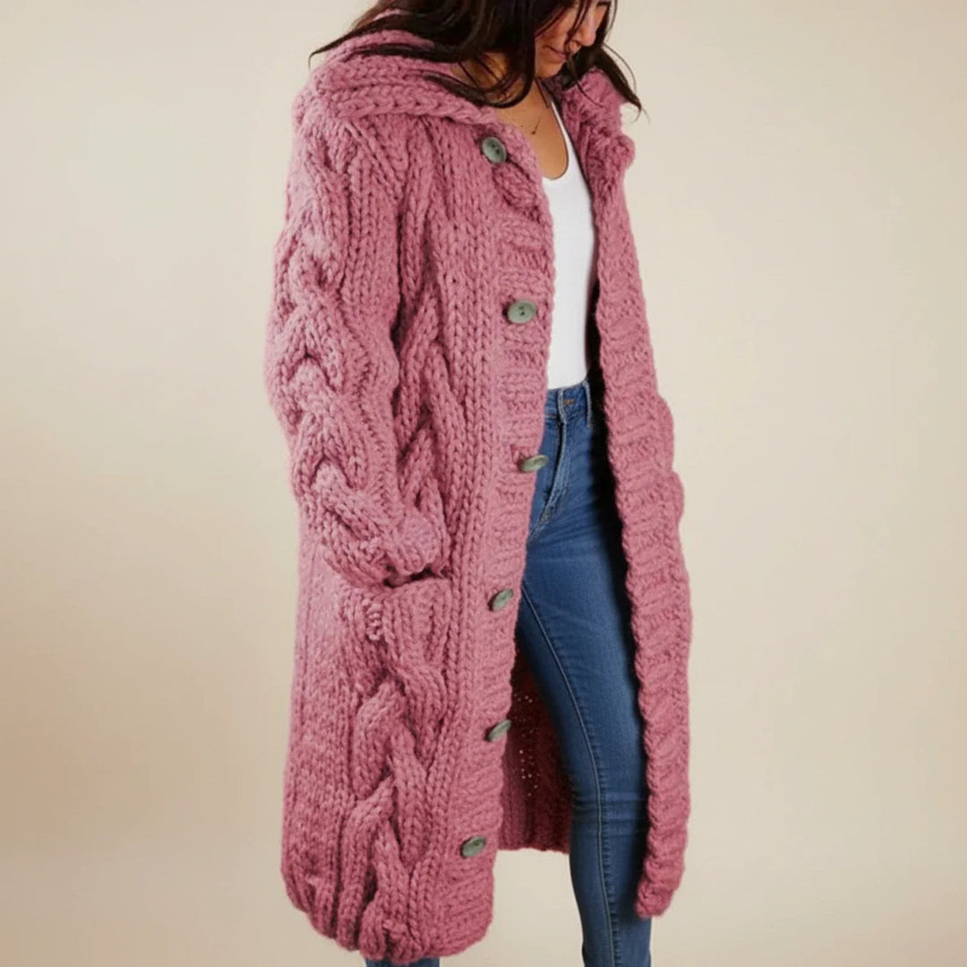 Darcie | Women Hooded Cable Long Cardigan