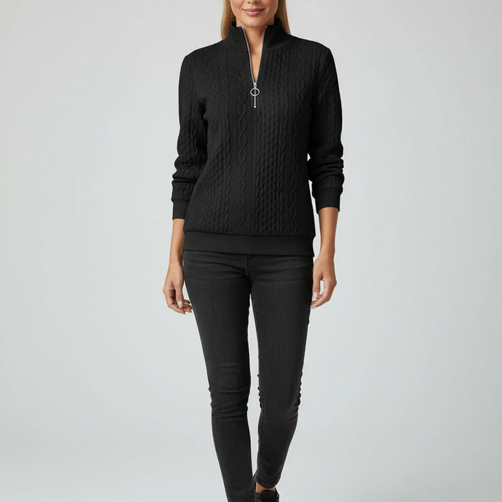 Gunhild | Women Cable Quarter Zip Cardigan Sweater