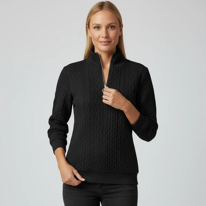 Gunhild | Women Cable Quarter Zip Cardigan Sweater