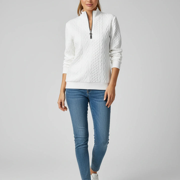 Gunhild | Women Cable Quarter Zip Cardigan Sweater