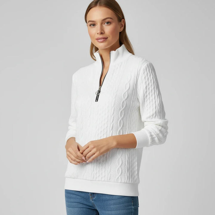 Gunhild | Women Cable Quarter Zip Cardigan Sweater
